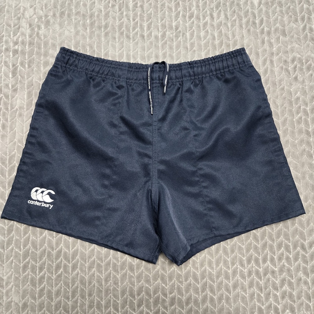 Canterbury Of New Zealand Blue Rugby Shorts Mens Size 34 Drawstrings 4" Inseam